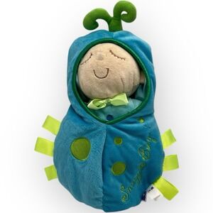 Manhattan Toy Snuggle Bug Blue Soft Plush Baby Doll & Pea Pod Set Stuffed Animal